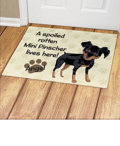 Personalized Spoiled Dog Breed Doormats - Miniature Pinscher 18" x 24"