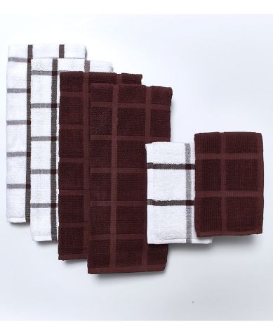 6-Pc. Terry Kitchen Towel Sets - Brown