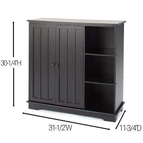 Beadboard Wooden Storage Cabinets or Baskets - Black Storage Unit