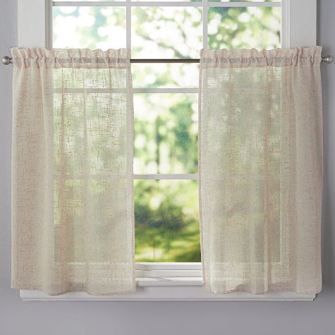 Textured Linen Blend Curtain Ensemble - Natural 36" Tier Pair