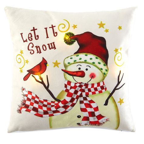 Christmas Themed LED Lighted Accent Pillows - Let it Snow
