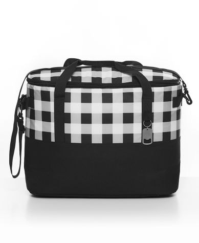 Buffalo Plaid Oversized Insulated Cooler Bags - Black/White