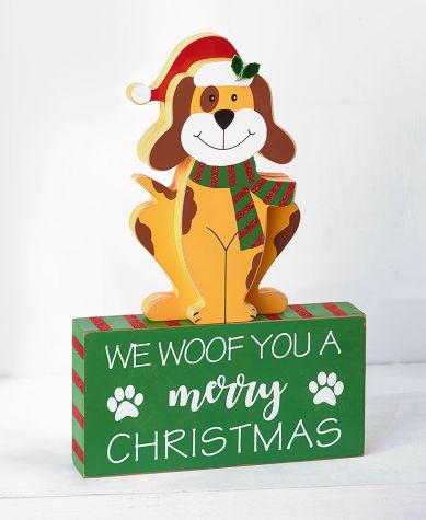 2-Pc. Holiday Pet Shelf Sitter and Sign Sets - Dog