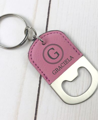 Personalized Bottle Opener Key Chains - Pink Bold