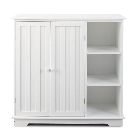 Beadboard Wooden Storage Cabinets or Baskets - White Storage Unit