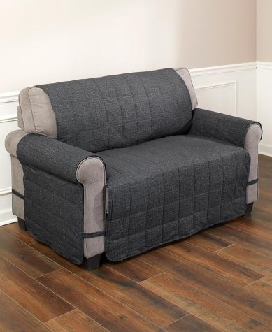 The Ultimate Textured-Look Furniture Protectors - Charcoal Loveseat
