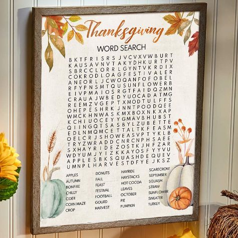 Holiday Word Search Wall Art - Thanksgiving