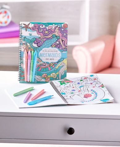 Themed Coloring Books with Pastel Markers - Mermaids