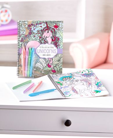 Themed Coloring Books with Pastel Markers - Unicorns