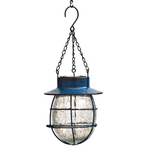 Country Solar Hanging Lanterns - Blue