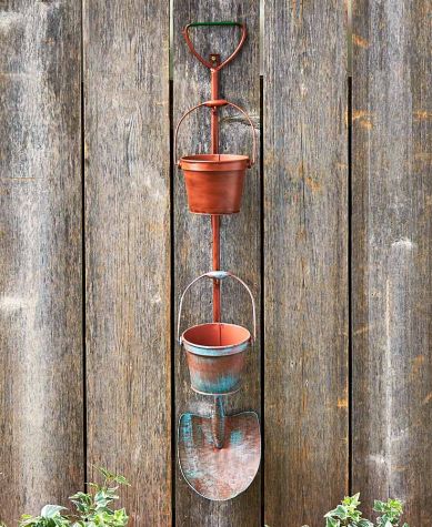 Rustic Garden Tool Planters - Brown Shovel