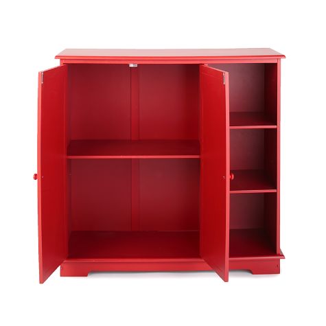 Beadboard Wooden Storage Cabinets or Baskets - Barn Red Storage Unit