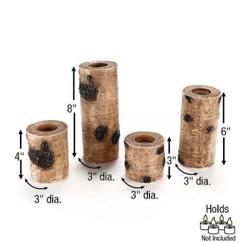 Woodland Log Tea Light Candleholders - Set of 4 Single Logs