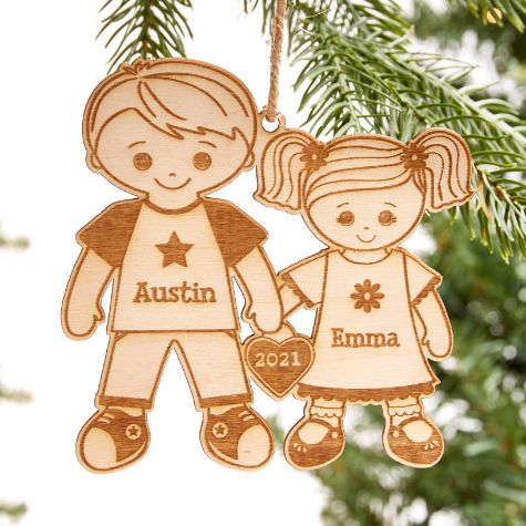 Big & Little Siblings Personalized Ornaments - Brother/Sister