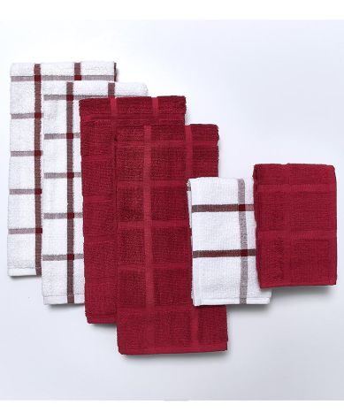 6-Pc. Terry Kitchen Towel Sets - Red
