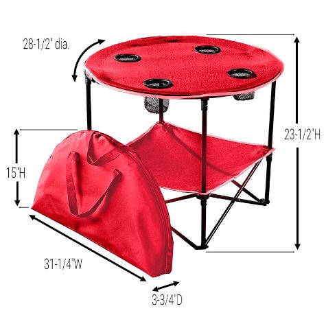 Folding Picnic Table with Shelf - Red