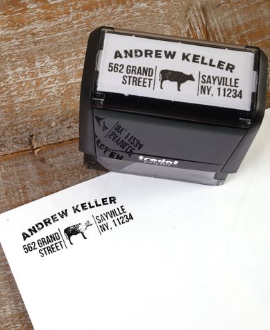 Personalized Self-Inking Stamps - Cow Rectangle