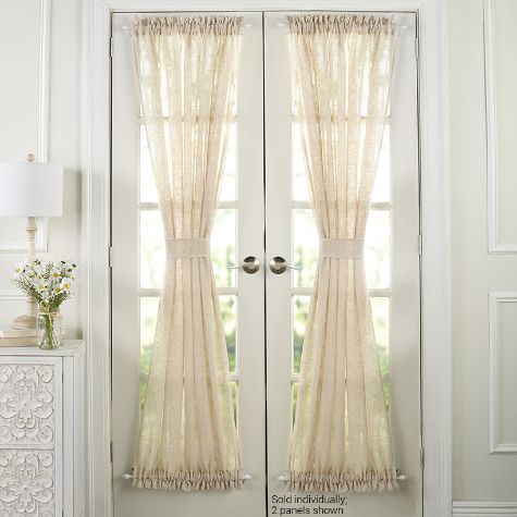 Textured Linen Blend Curtain Ensemble - Natural 72" Door Panel