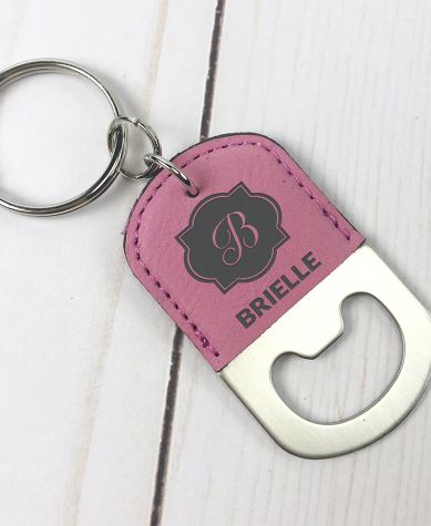Personalized Bottle Opener Key Chains - Pink Script