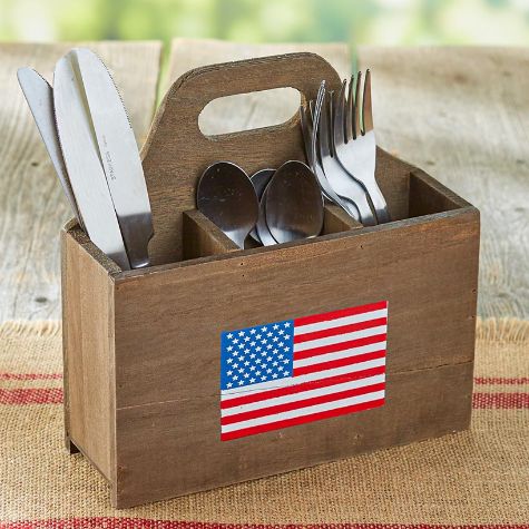 Wooden Americana Serving Collection - Flatware Caddy