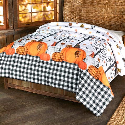 Plaid Pumpkin Bedroom Ensemble - Twin Comforter