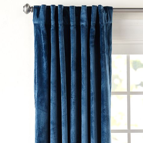 Blackout Velvet Window Curtains - Slate Blue 63"