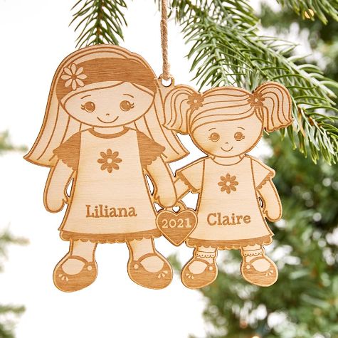 Big & Little Siblings Personalized Ornaments - Sisters