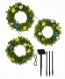 2-In-1 Solar Lighted Wreath Trios - Wreath Trio with Flow