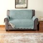 Reversible Quilted Solid Furniture Protectors - Aqua Gray/Natural