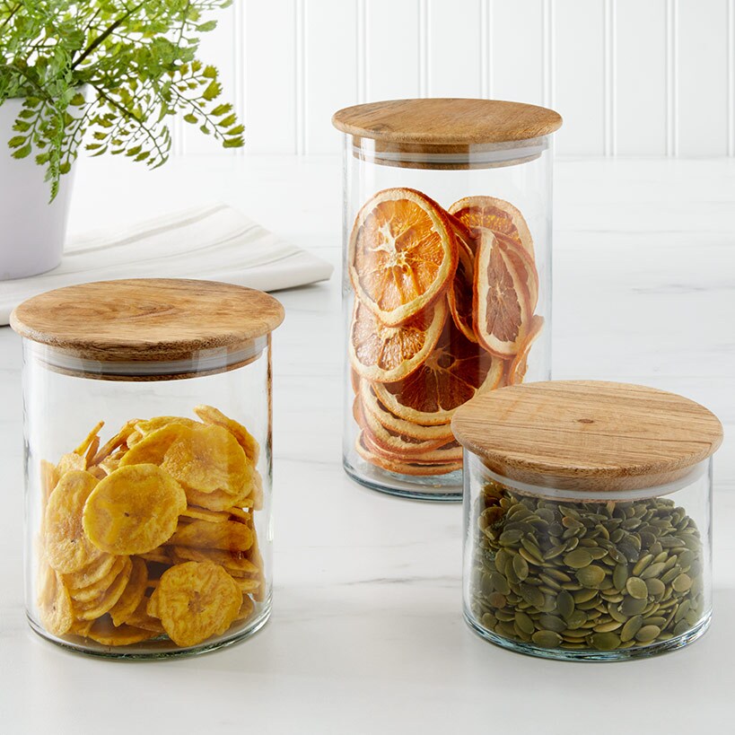 Set of 3 Canisters with Wood Lids | LTD Commodities