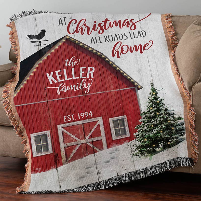 Personalized Christmas Farmhouse Fringe Throw LTD Commodities