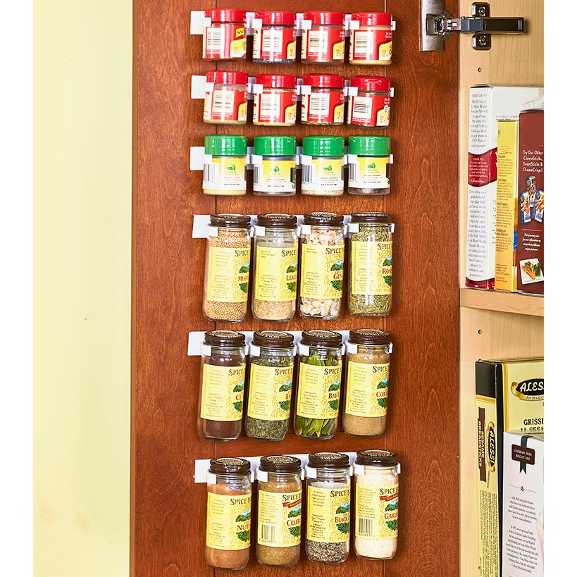Spice Bottle Clips Rack Kitchen Storage Wall Mount Adhesive Spice Jars Clip  Spice Cabinet Organizer Door Hook Spice Holder