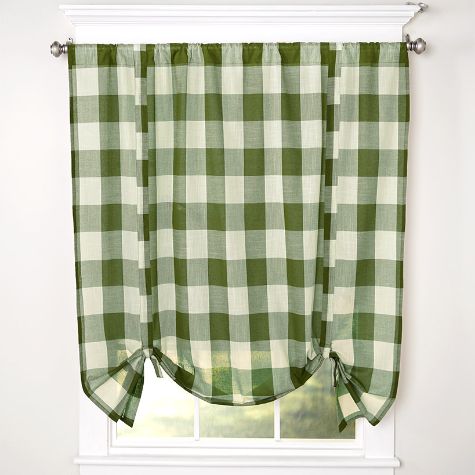 Buffalo Check Tie-Up Curtain - Olive
