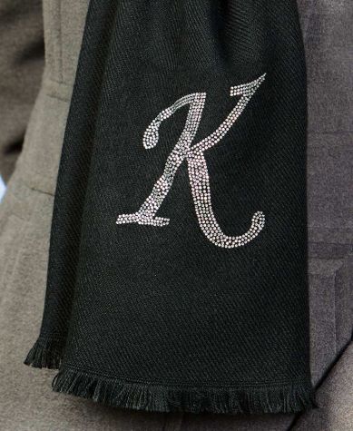 Bling Embellished Monogram Scarves - K