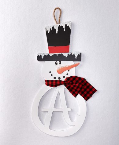 Snowman Monogram Door Hangers - A