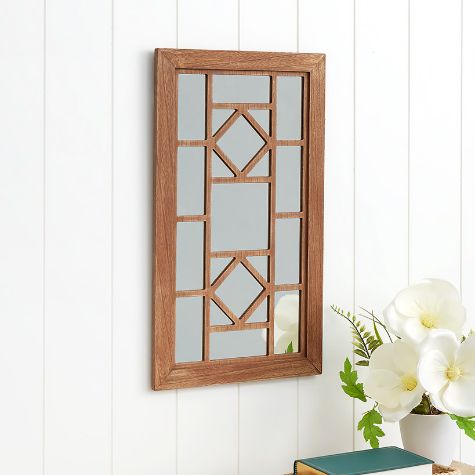 Decorative Wooden Mirror - Brown