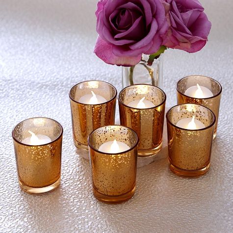 Sets of 6 LED Tealight Candles with Holders