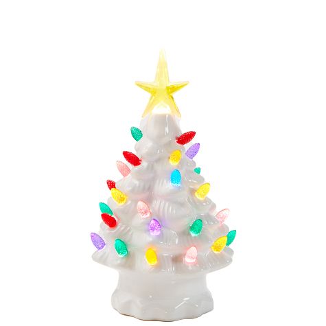 Retro Lighted Christmas Trees - White Small