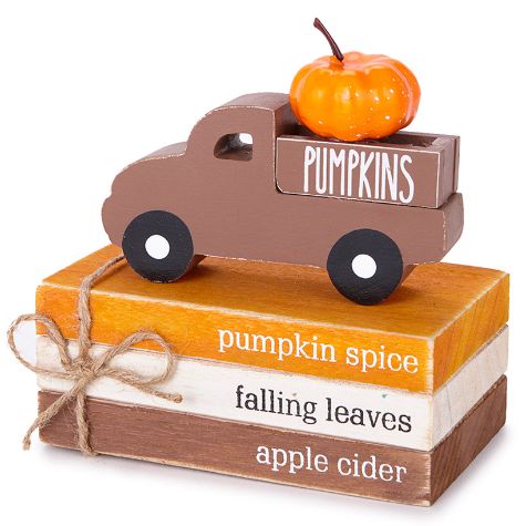 Seasonal Farmhouse Book Plaques - Pumpkin Truck