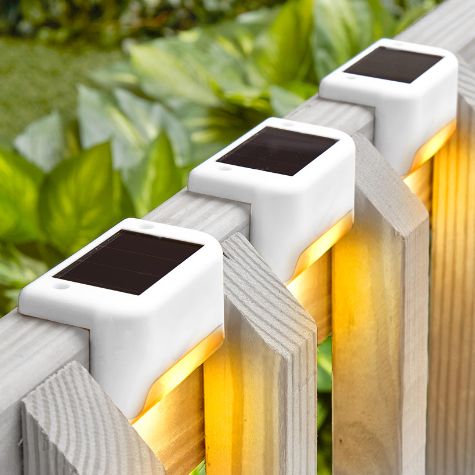 Sets of 3 Solar Deck Lights - White Solar Deck Lights