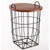 Wood Top Storage Basket Side Table