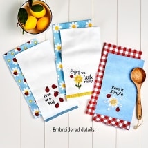 Set of 2 Daisy and Ladybug Kitchen Towels