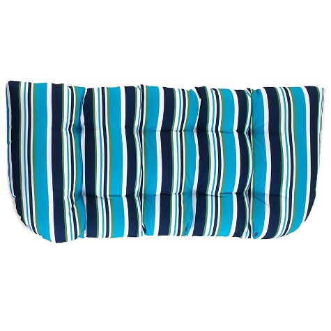 Striped Outdoor Cushion Collection - Blue Stripe Wicker Settee