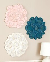 16" Wooden Carved Wall Flowers