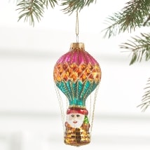 Handpainted Glass Santa in a Balloon Ornament