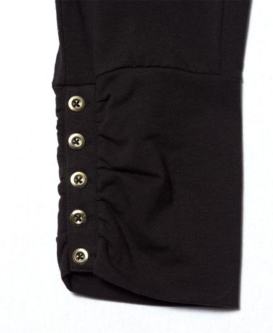 Comfortable Knit Pants with Button Detail - Black Medium