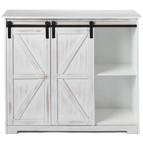 Barn Door-Style Buffet Cabinets - Antique White