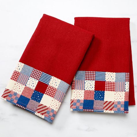 Patriotic Check Bath Collection - Set of 2 Hand Towels