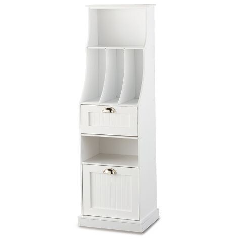 Mail Storage Tower with 2 Drawers - White