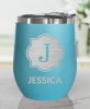 Personalized Stemless Wine Tumblers - Light Blue